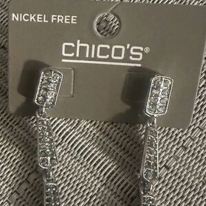 chicos silver rhinestone linear earrings